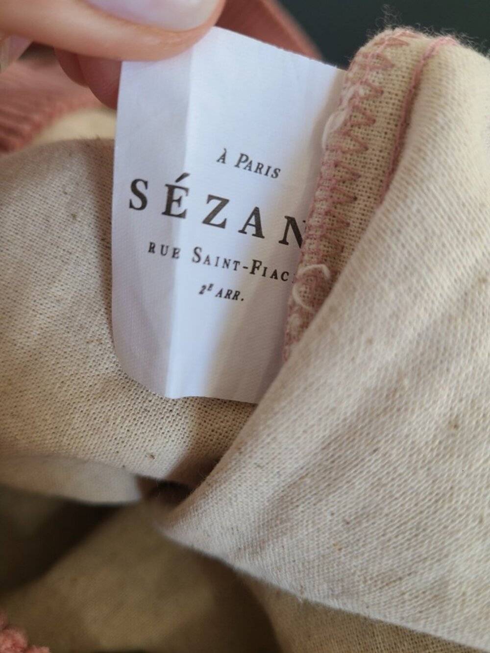 Sezane Pink Paris Corduroy Finish Large Tote Bag View 2